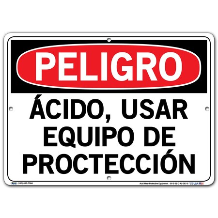 Vestil Aluminum Sign, 10-1/2" Height, 14-1/2" Width, Aluminum, Rectangle, Spanish SI-D-52-C-AL-063-S